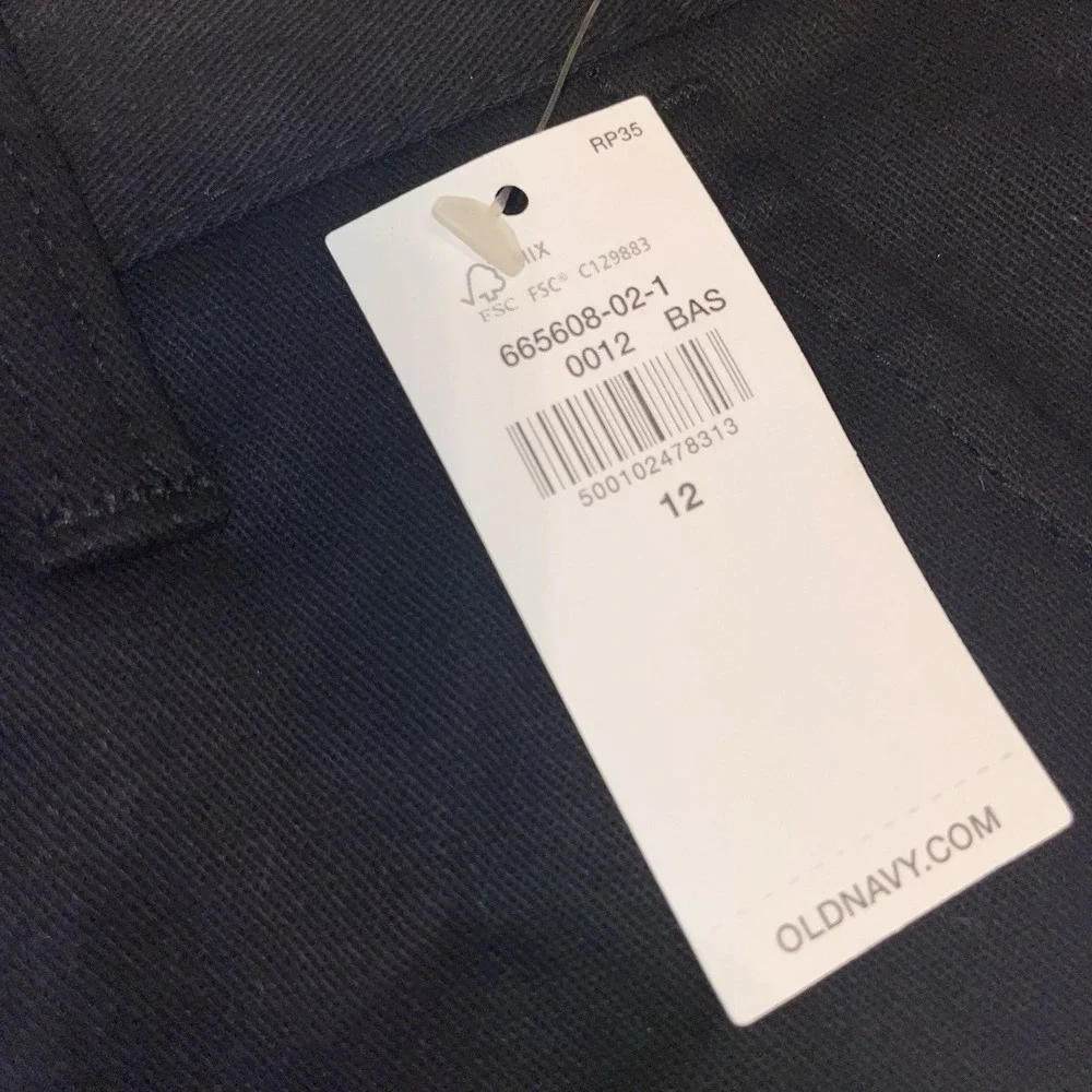 Old Navy Slim Fit Solid Black Pants Build In Flex Youth Size 12 NWT